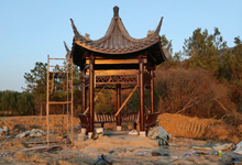 五角涼亭生產(chǎn)廠(chǎng)家，防腐木古建五角涼亭圖片